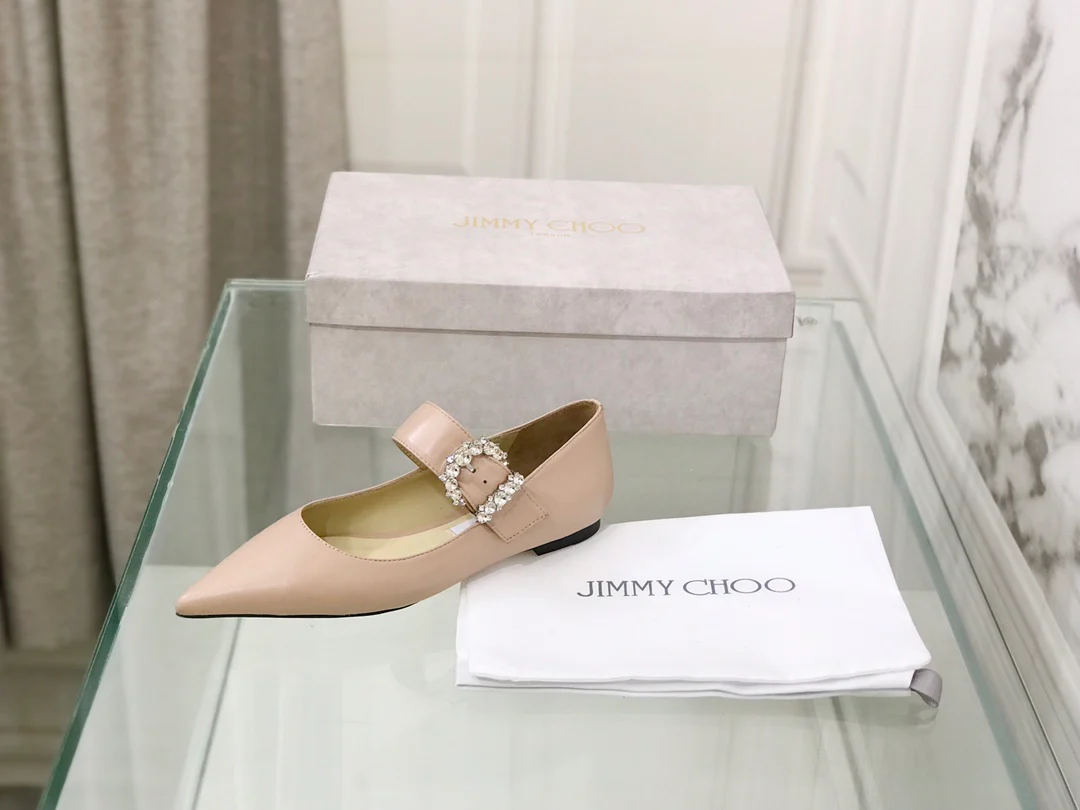 Балетки Jimmy с пряжкой и стразами, с острым носком