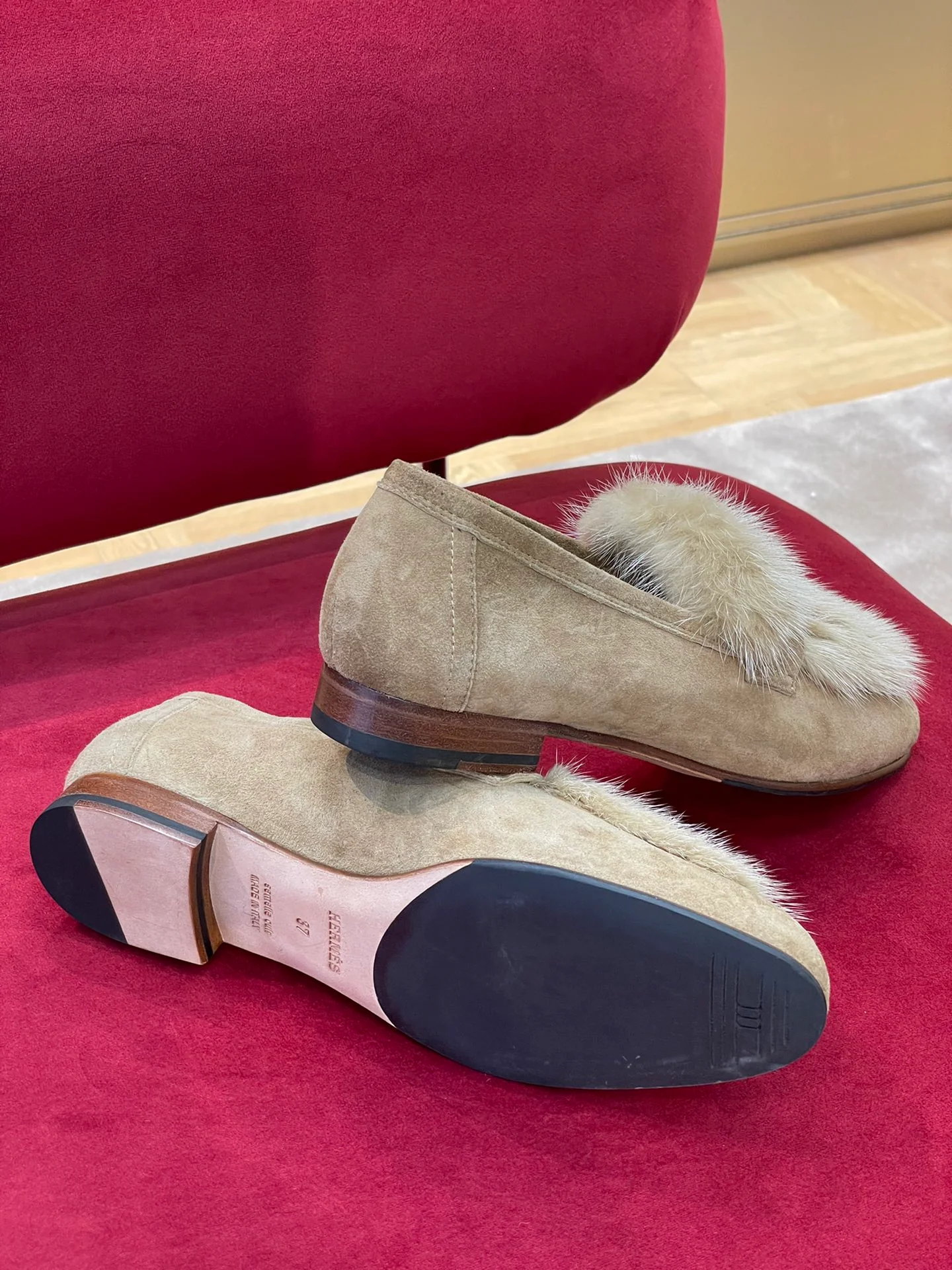 Классические лоферы Hermes из норки - 1