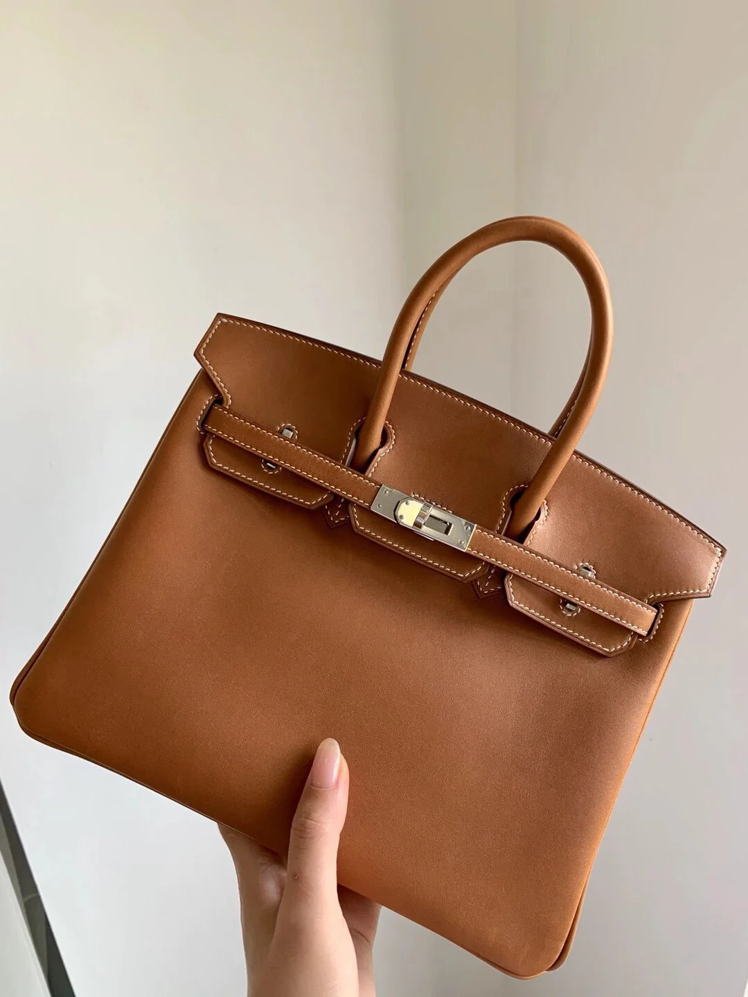 Сумка Hermes Birkin 25 из седельной кожи, серебряная пряжка Barenia 34.