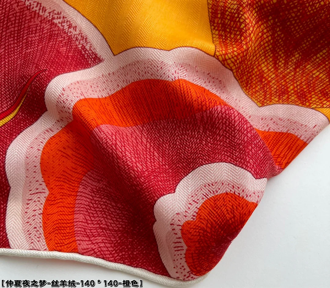 Шелково-кашемировый шарф Hermes ?Сон в летнюю ночь?, 140