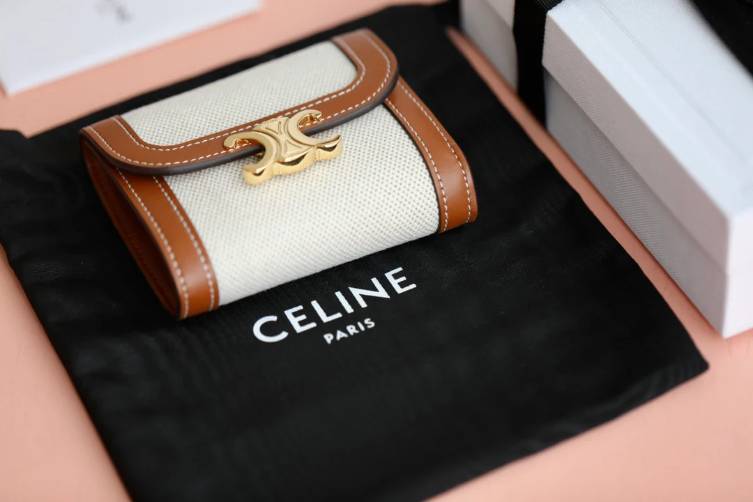 Кошелек Celine Small Flap Wallet - ткань и коровья кожа