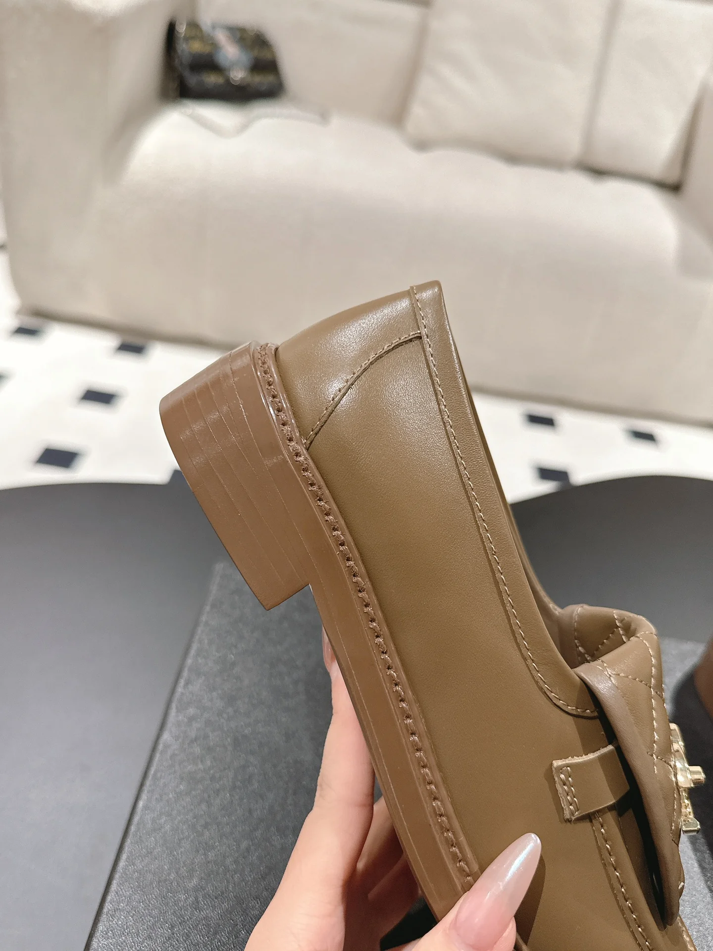 Лоферы Chanel 2024 в клетку - кофейно-коричневый