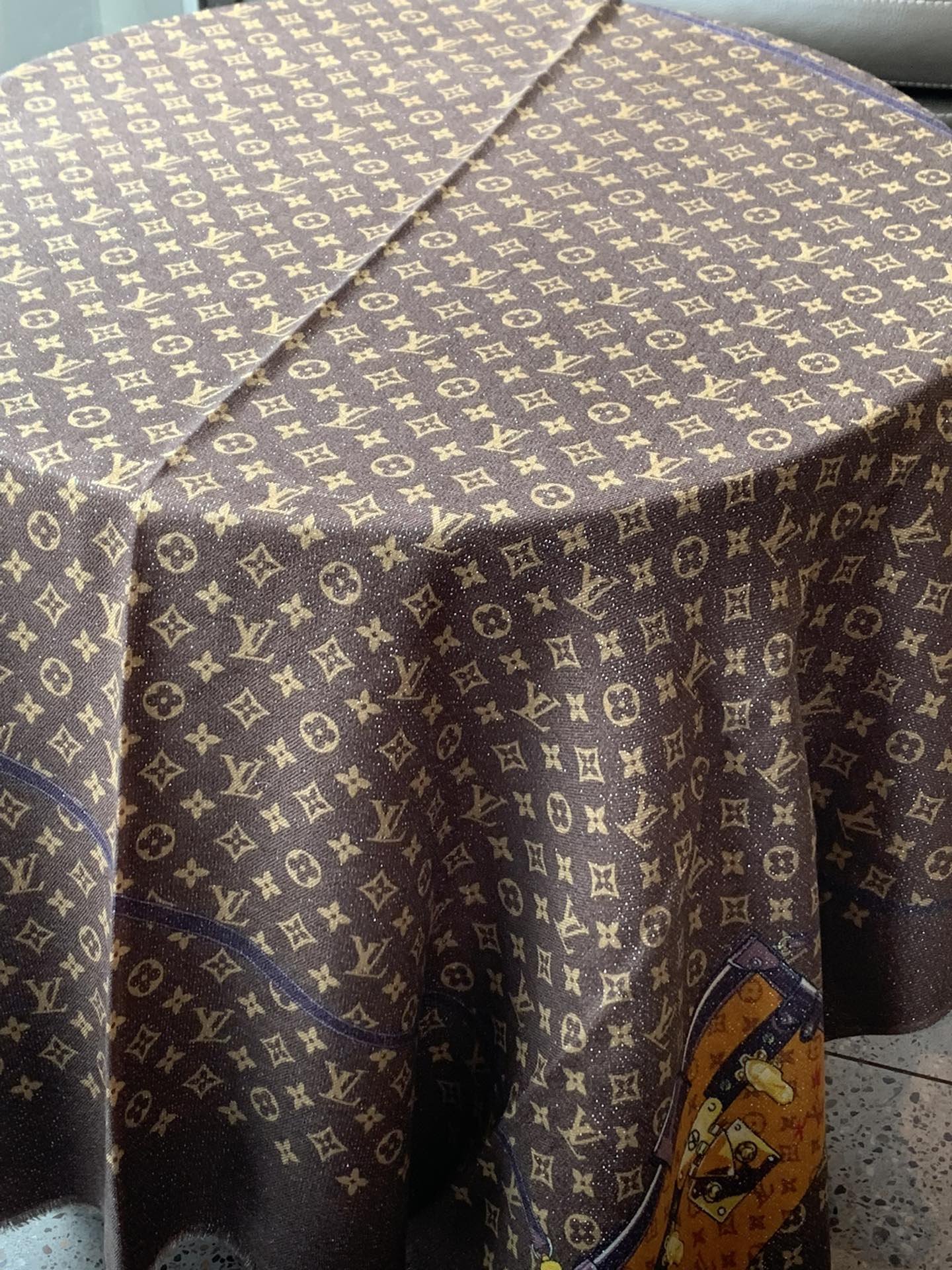 Шарф LV Le Tout Paris - 110-200 см - Кашемир - Коричневый