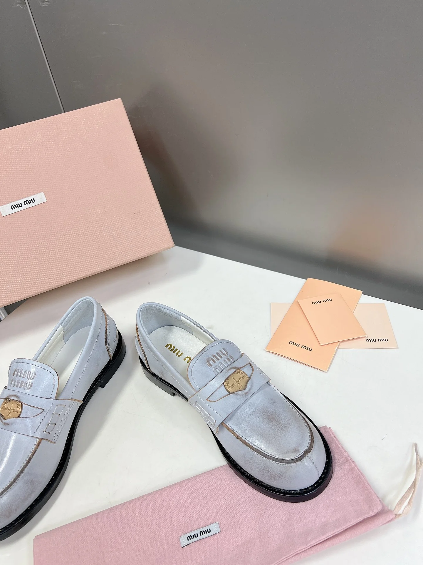 Лоферы Miu Miu Coin - серые