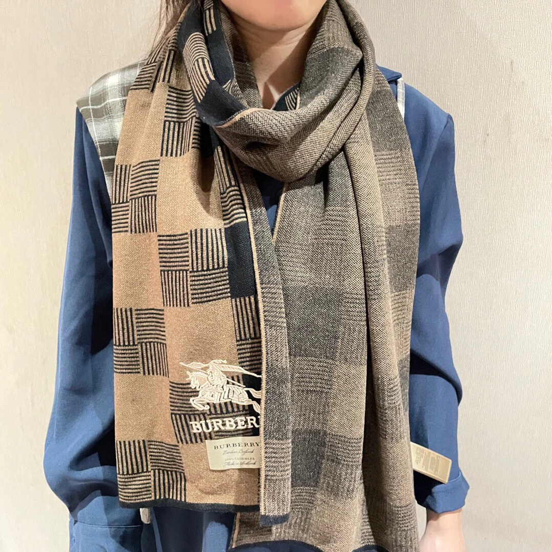 Классический шарф для верховой езды Burberry - 180 см - 32 см - 100 см - Импортный вязаный кашемир - Коричневый