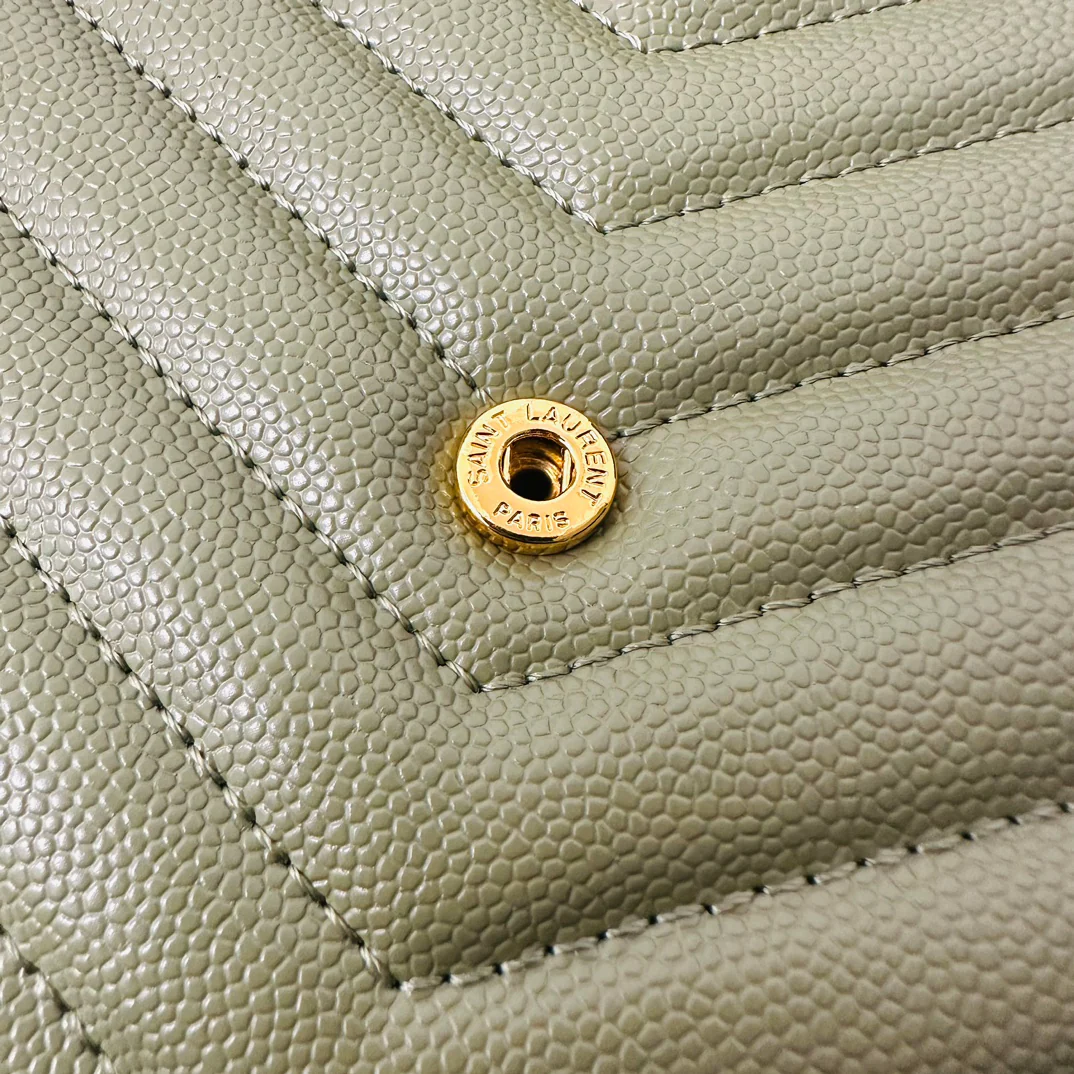 YSL Monogram Caviar WOC Avocado Green Gold Buckle 22cm 1