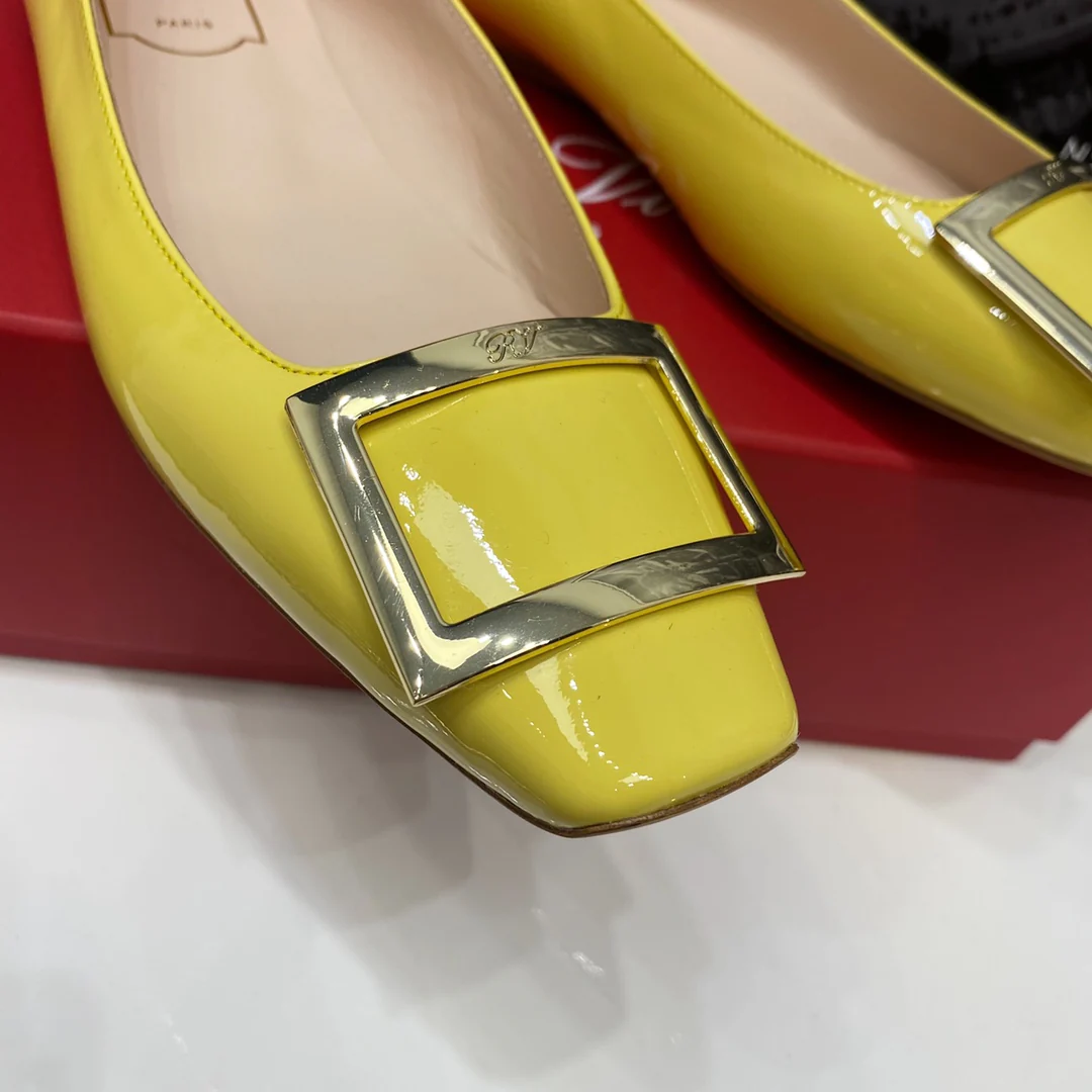 RV-Плоская подошва, квадратный носок, желтый