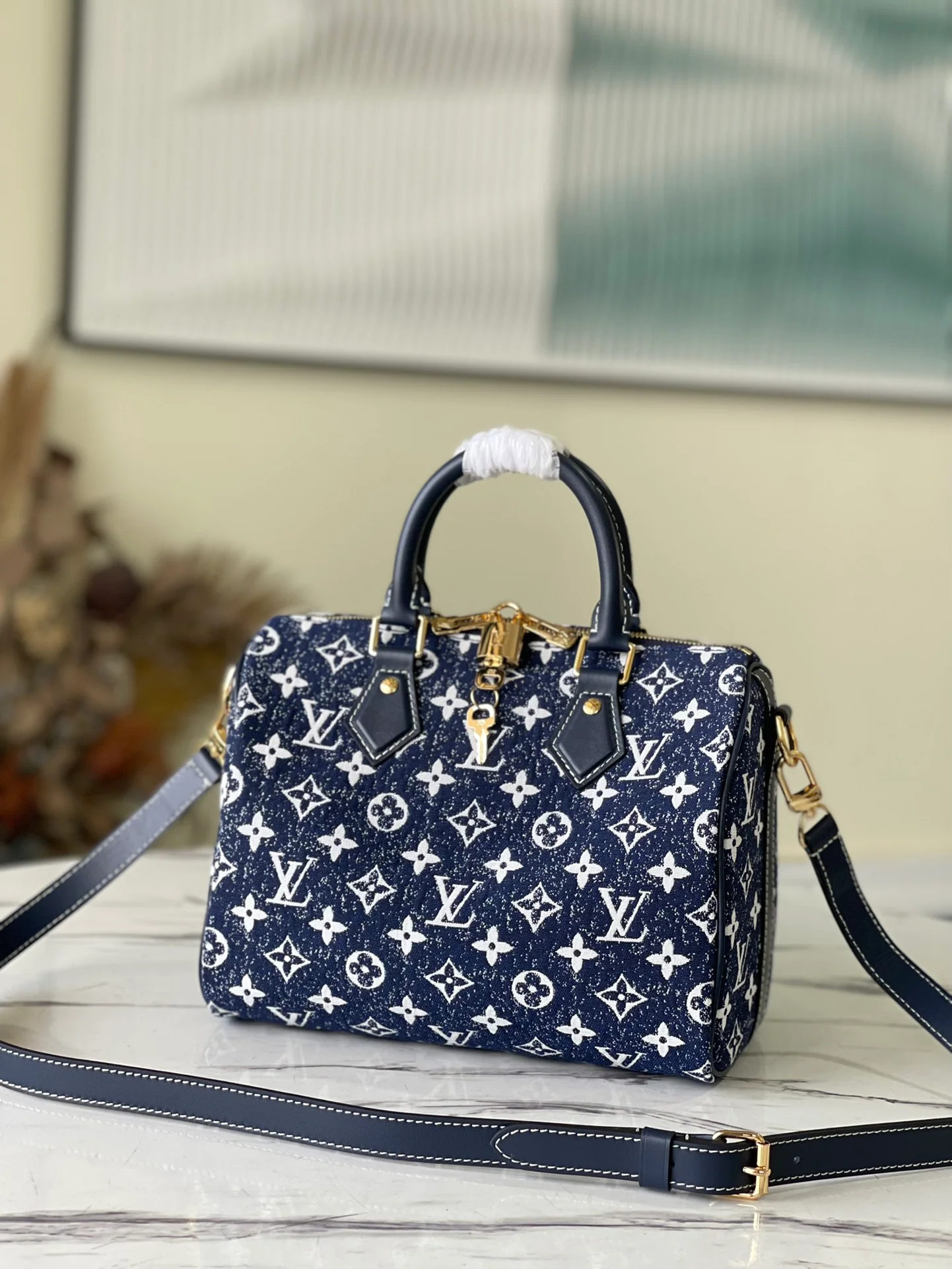 m59609-LV-speedy-bandouliere-25 Бостонская сумка-джинсовый синий