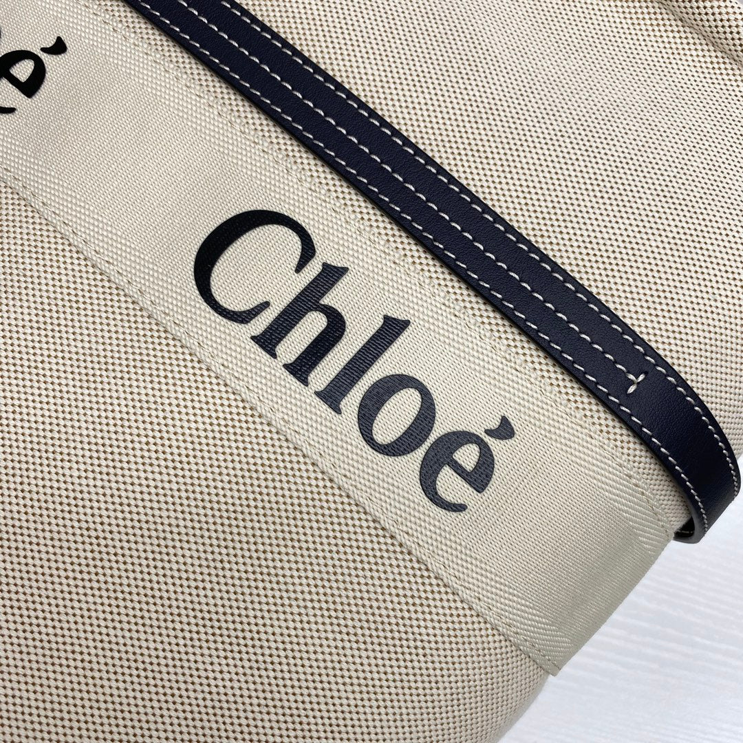 Сумка-тоут Chloe Woody - Большая - Черно-синяя