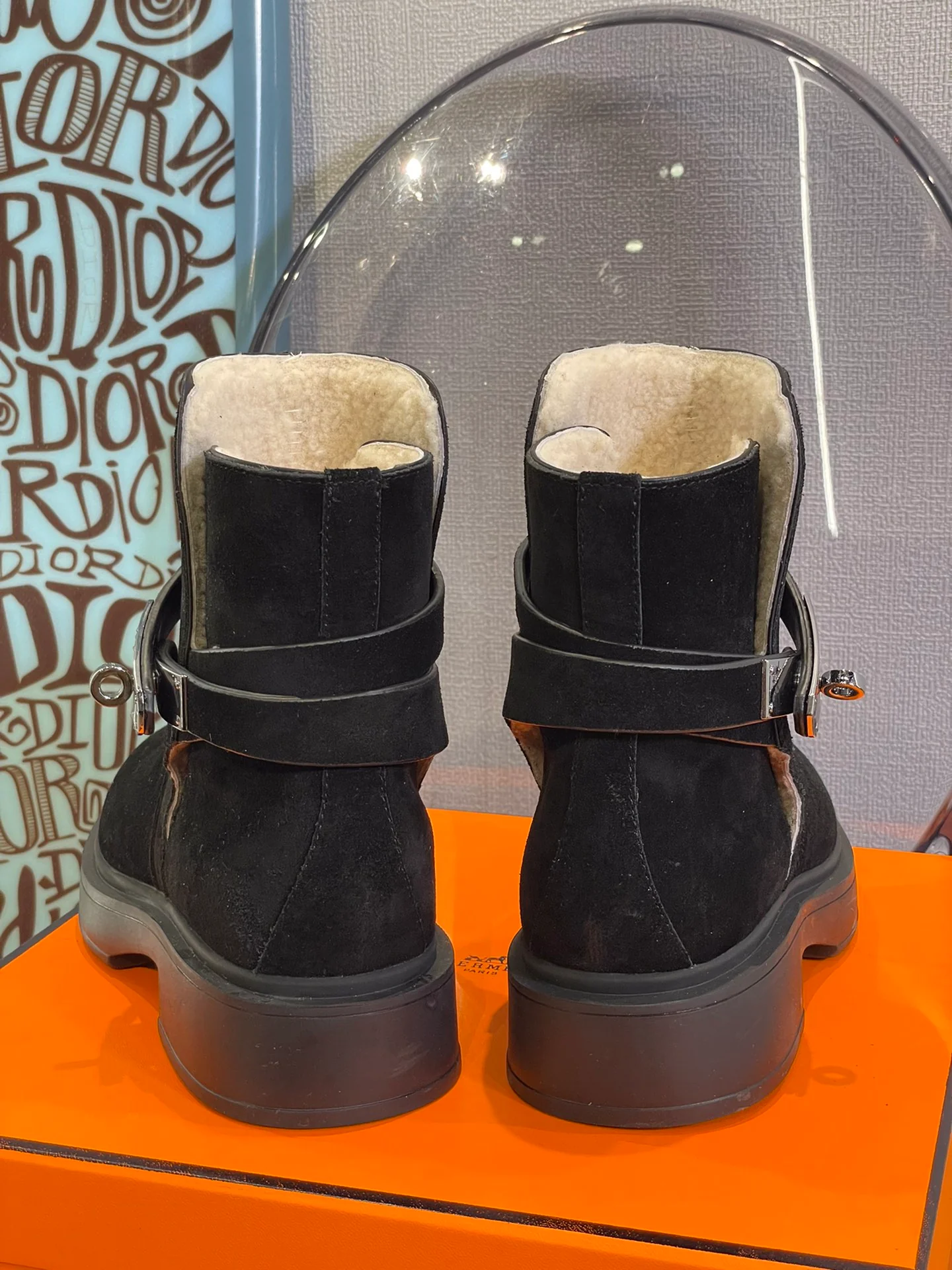 Замшевые ботильоны Hermes Kelly