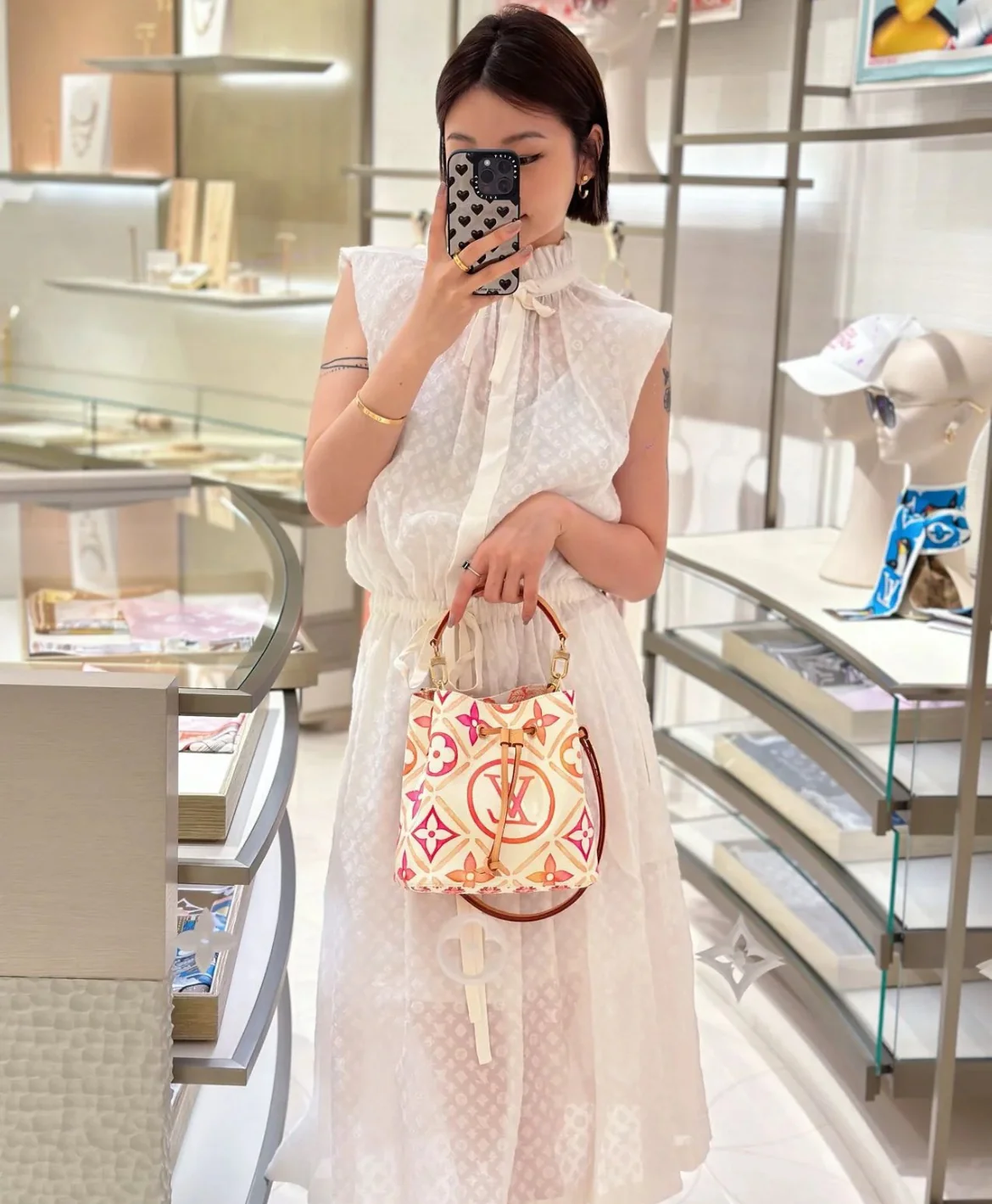 m25315-LV-Маленькая сумка-ведро с принтом фуксии