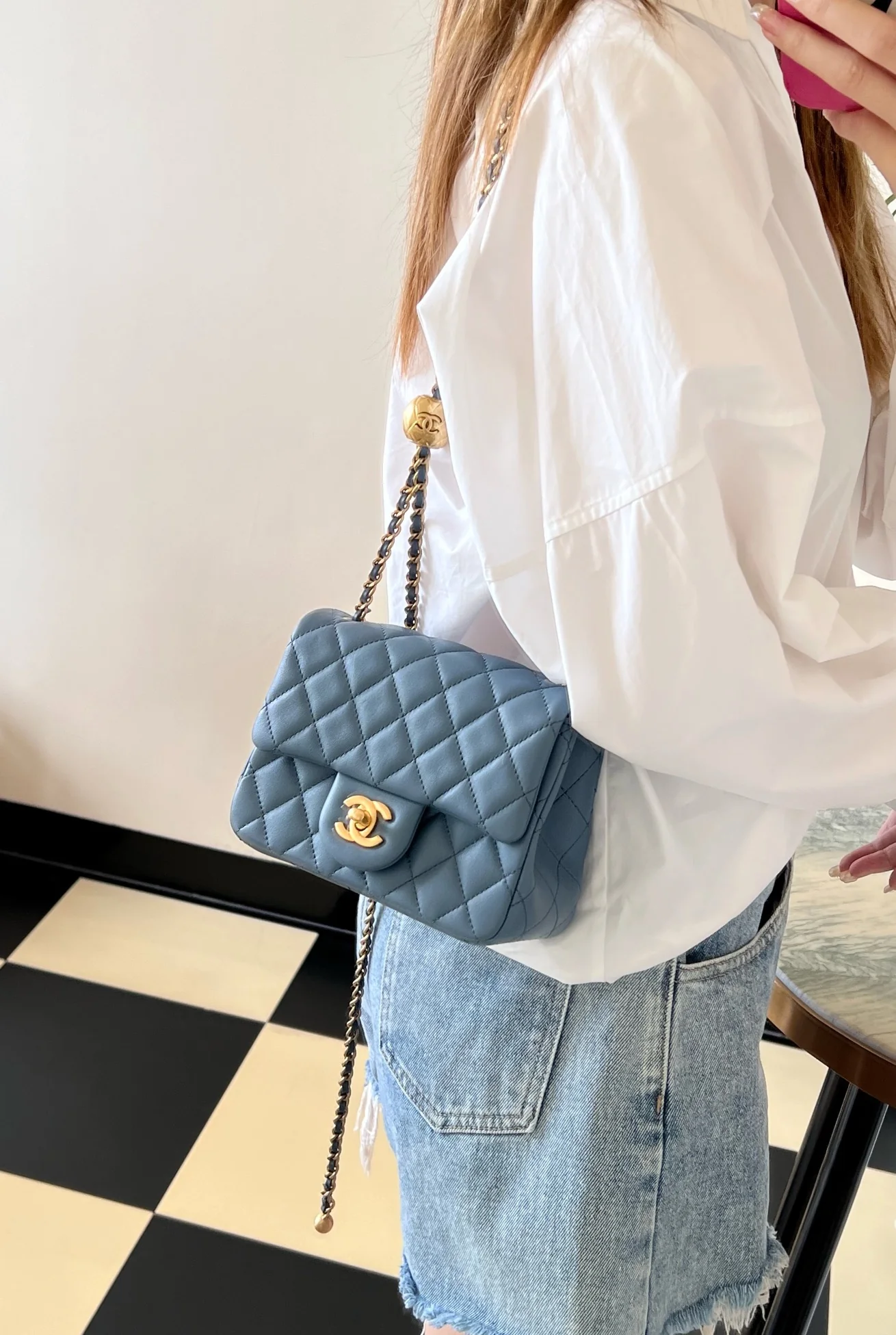 Chanel - CF Golden Ball Square Fat Man - Denim Blue