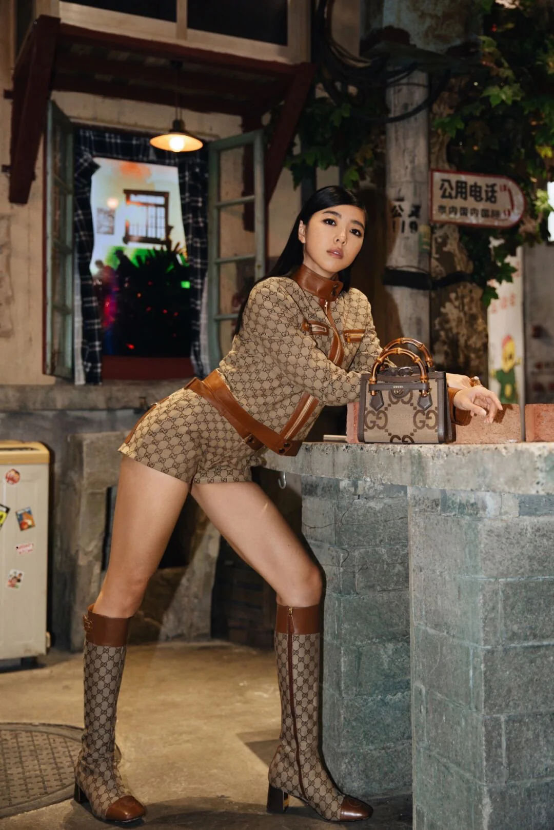 Оригинальная кожаная бамбуковая сумка Gucci