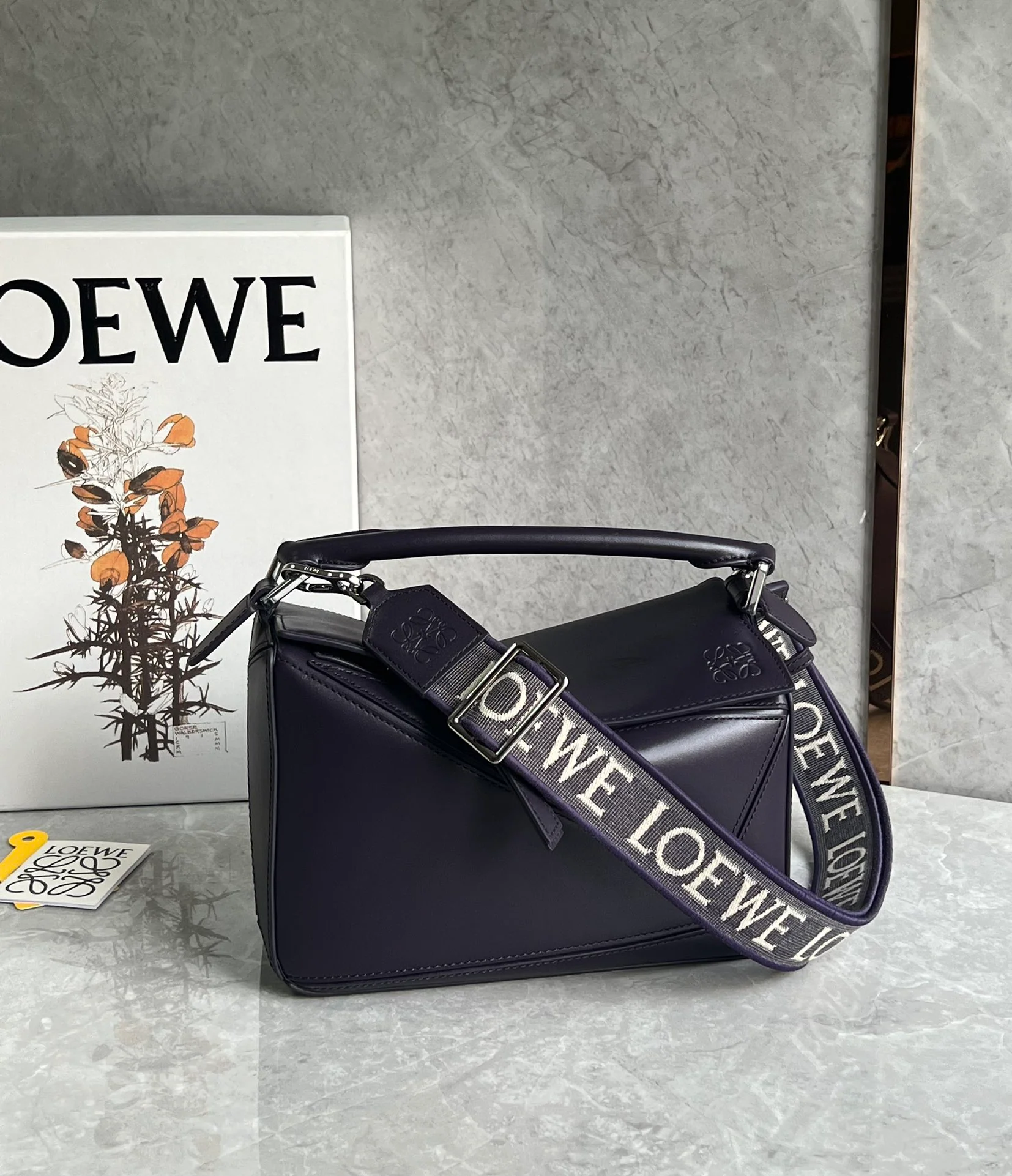 Loewe Puzzle Leather Satin Leather Dark Purple Small