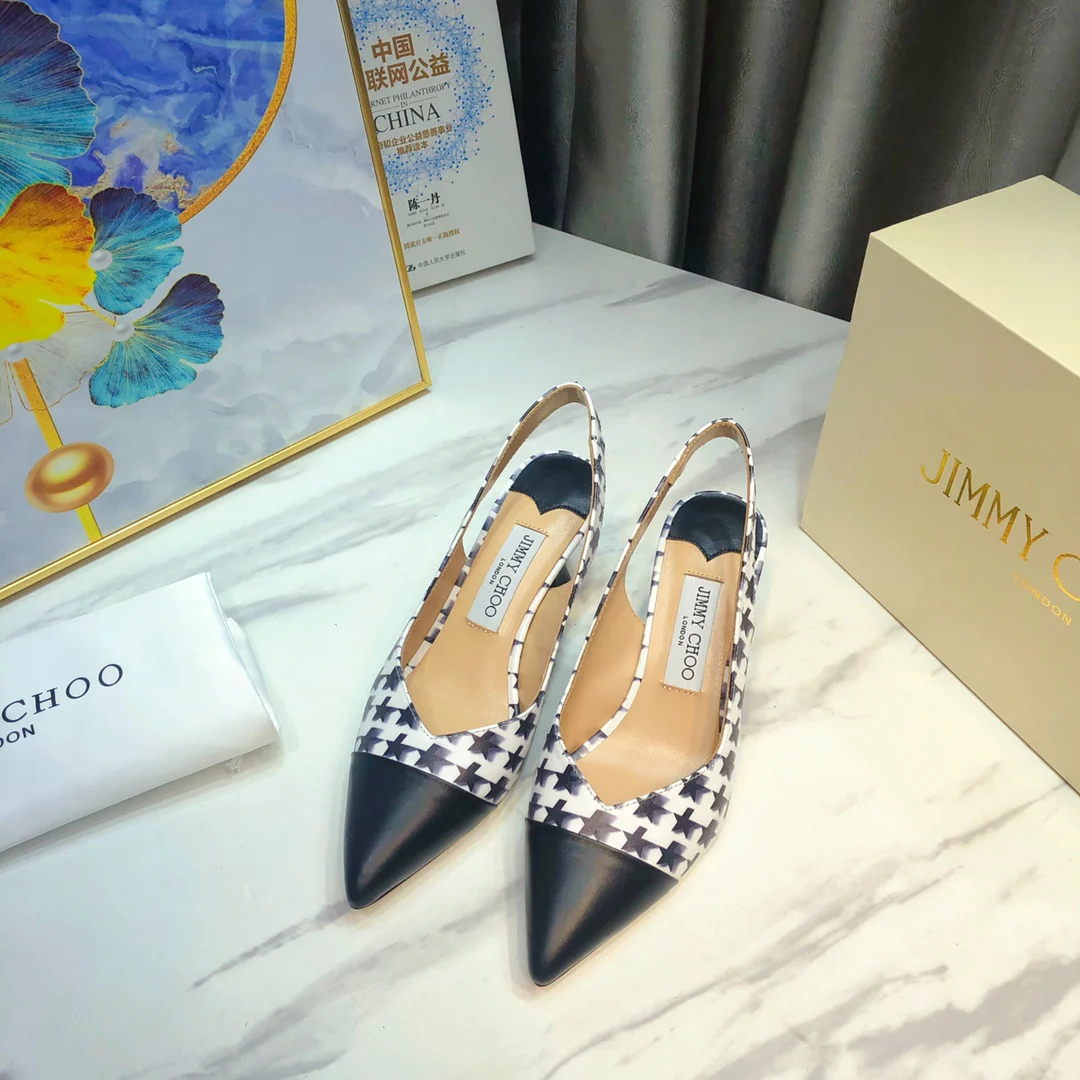 Сандалии на низком каблуке Jimmy с узором ?гусиная лапка?