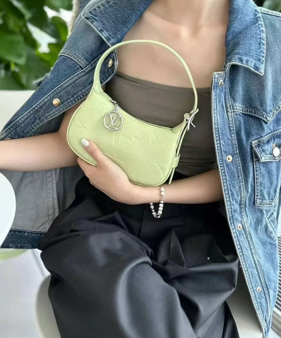 m82425-LV-mini-moon-handbag-green