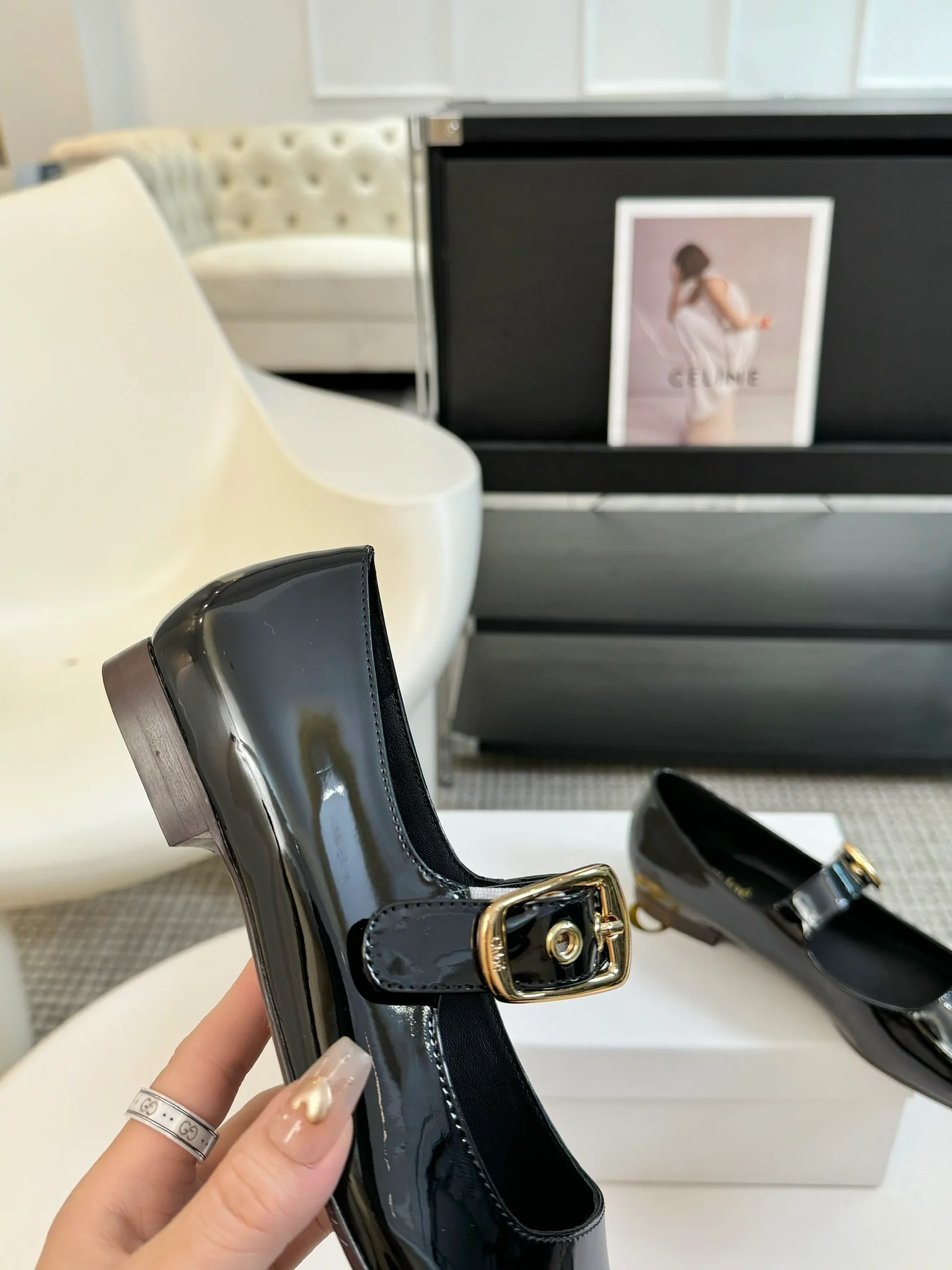 Туфли-мэри-джейн Chloe 2024 с квадратным носком - черные