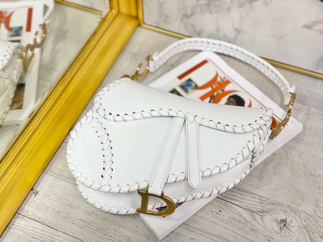 Сумка Dior Saddle Bag - плетеная - большая, белая - 25 см