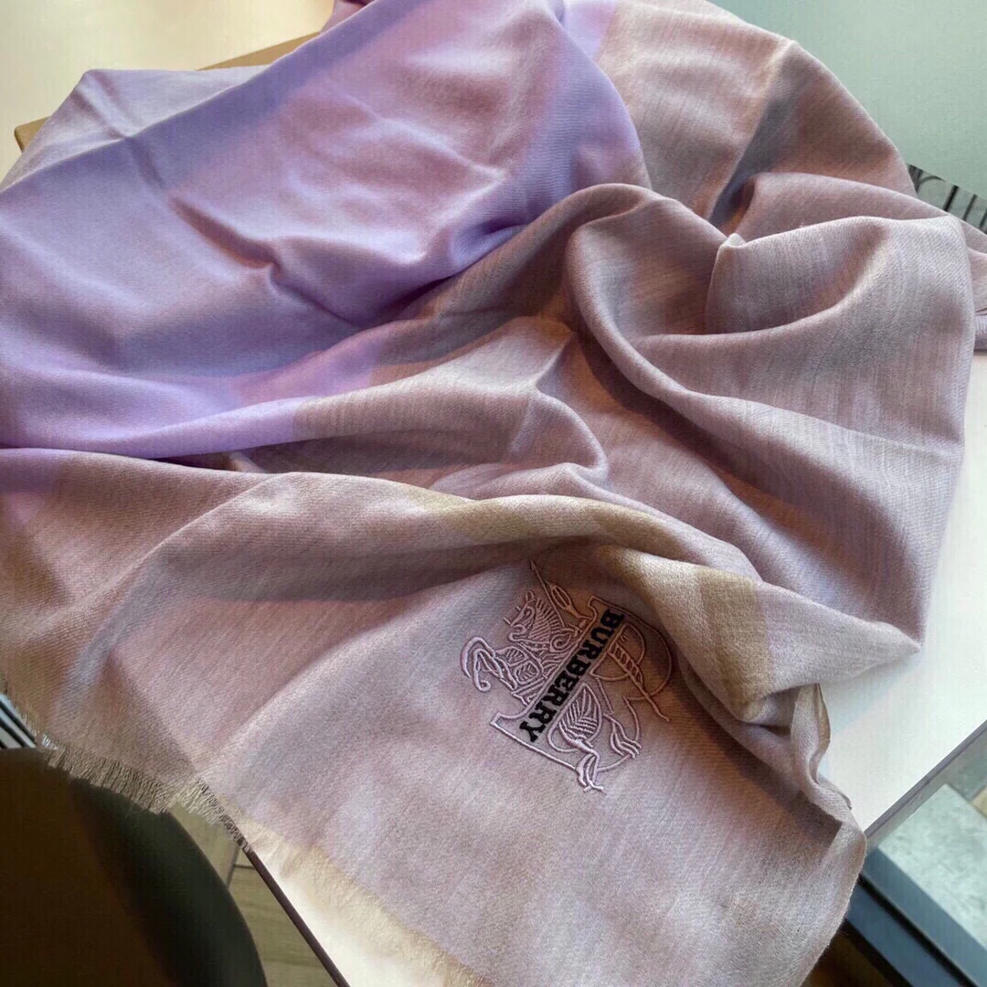 Классический клетчатый шарф Burberry - 100 см - 200 см - 100 см - Кашемир - Фиолетовый