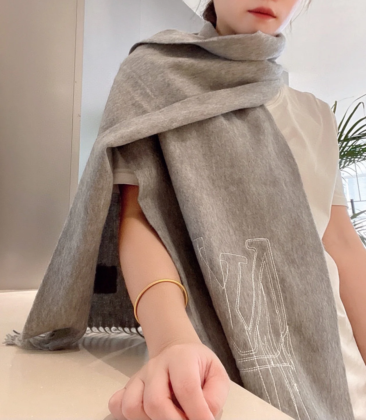 Кашемировый шарф LV - 30 см - 180 см - Унисекс