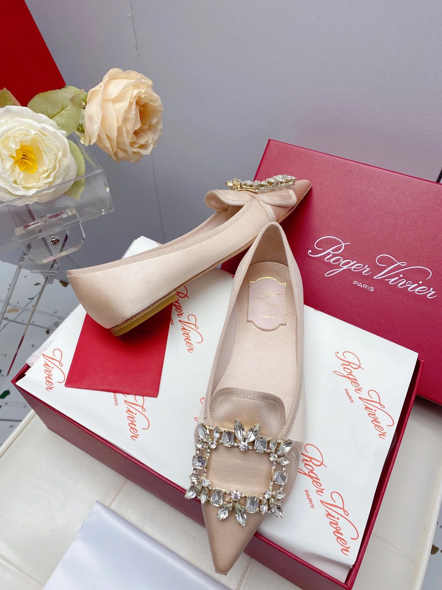 Обувь RV Shoes - Новинка ранней весны 2023 года - Балетки с пряжкой в ??виде снежинки - Абрикосовый цвет