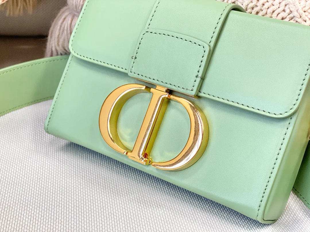 Мини-бокс Dior Montaigne - гладкая кожа - золотая пряжка - 17,5 см - мятно-зеленый