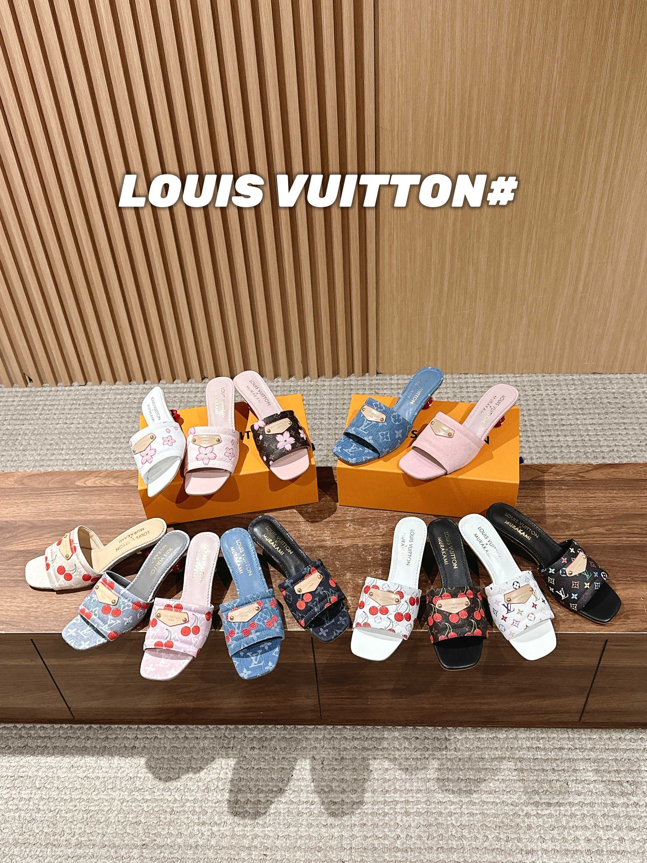 LV - Коллекция Такаши Мураками в стиле ретро - Сандалии на низком каблуке - Белые