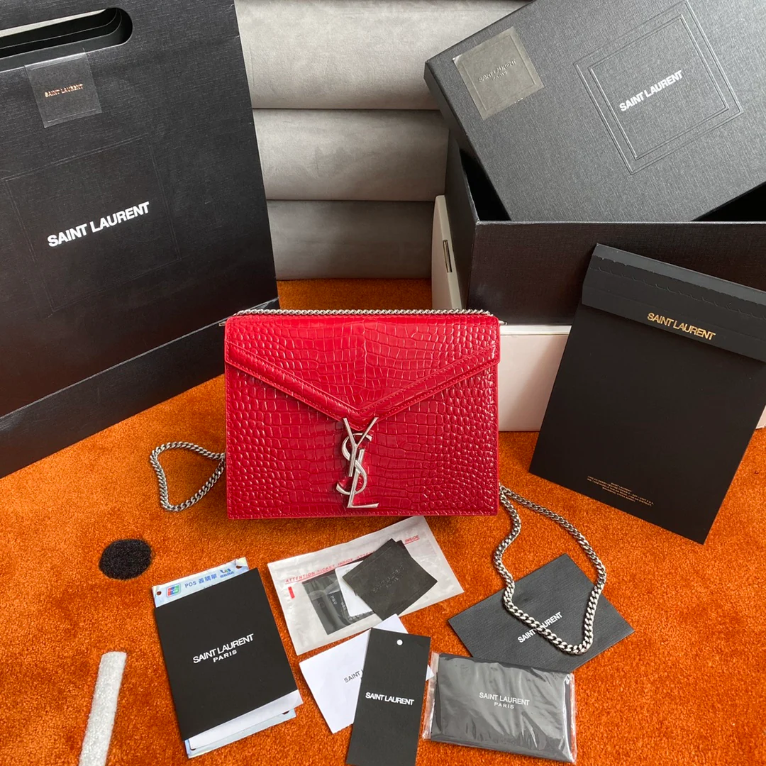 Сумка-конверт YSL Cassandra с крокодиловым принтом - 3 шт.