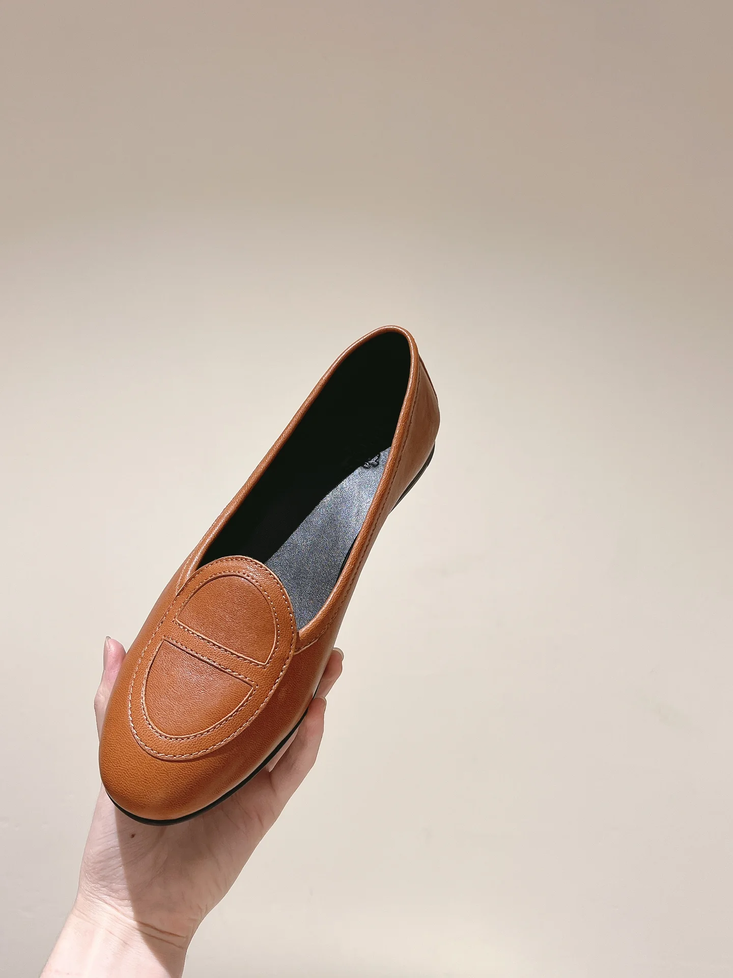 Кожаные балетки Hermes 2024 - Кофейно-коричневые