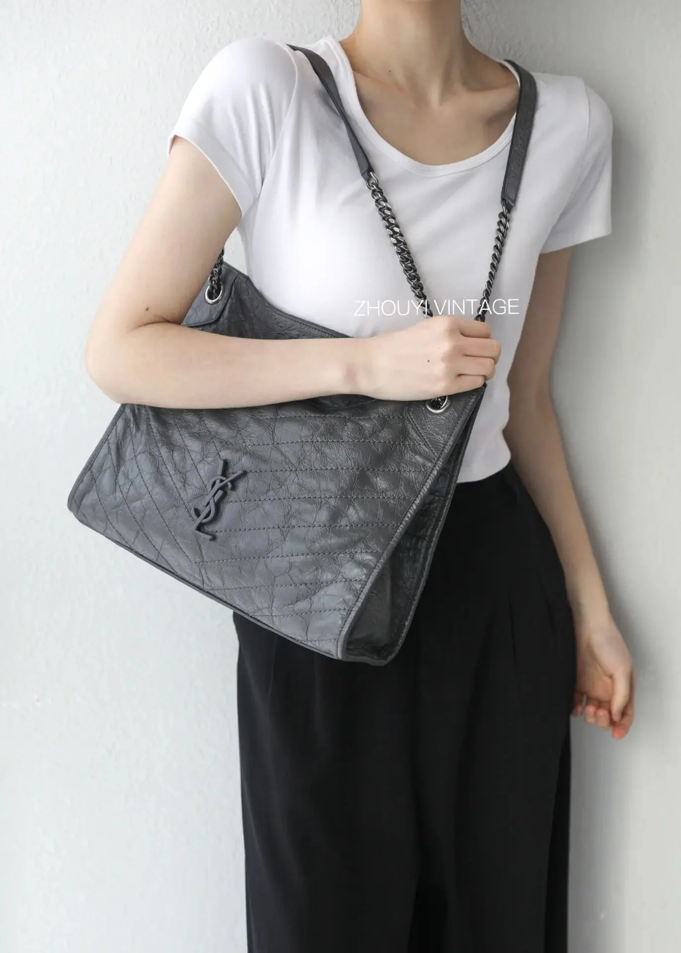 Сумка-шоппер YSL Niki - серая