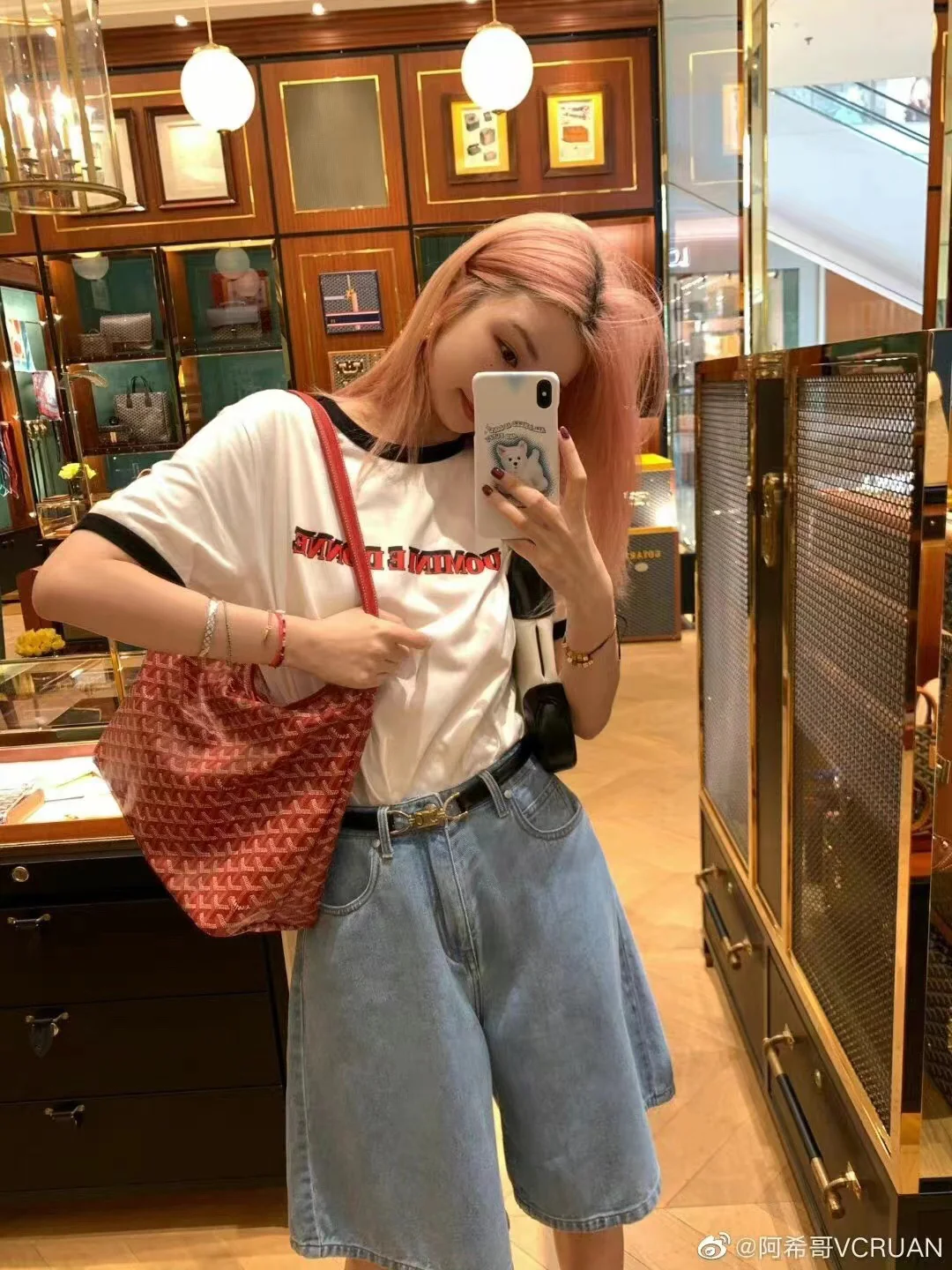 Сумка-тоут на плечо Goyard с монограммой - красный