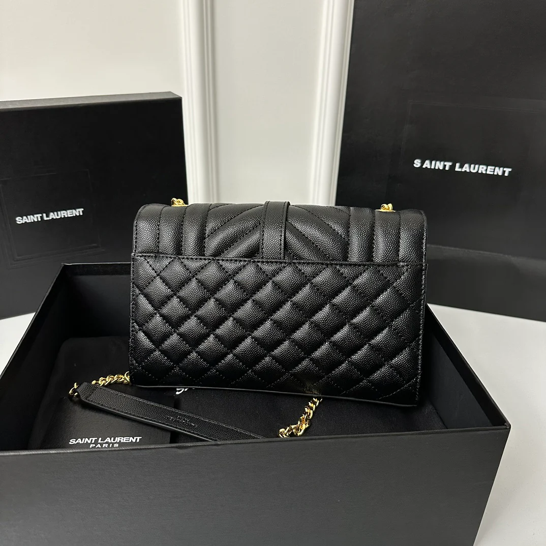 Конверт YSL, маленький, черный и золотой