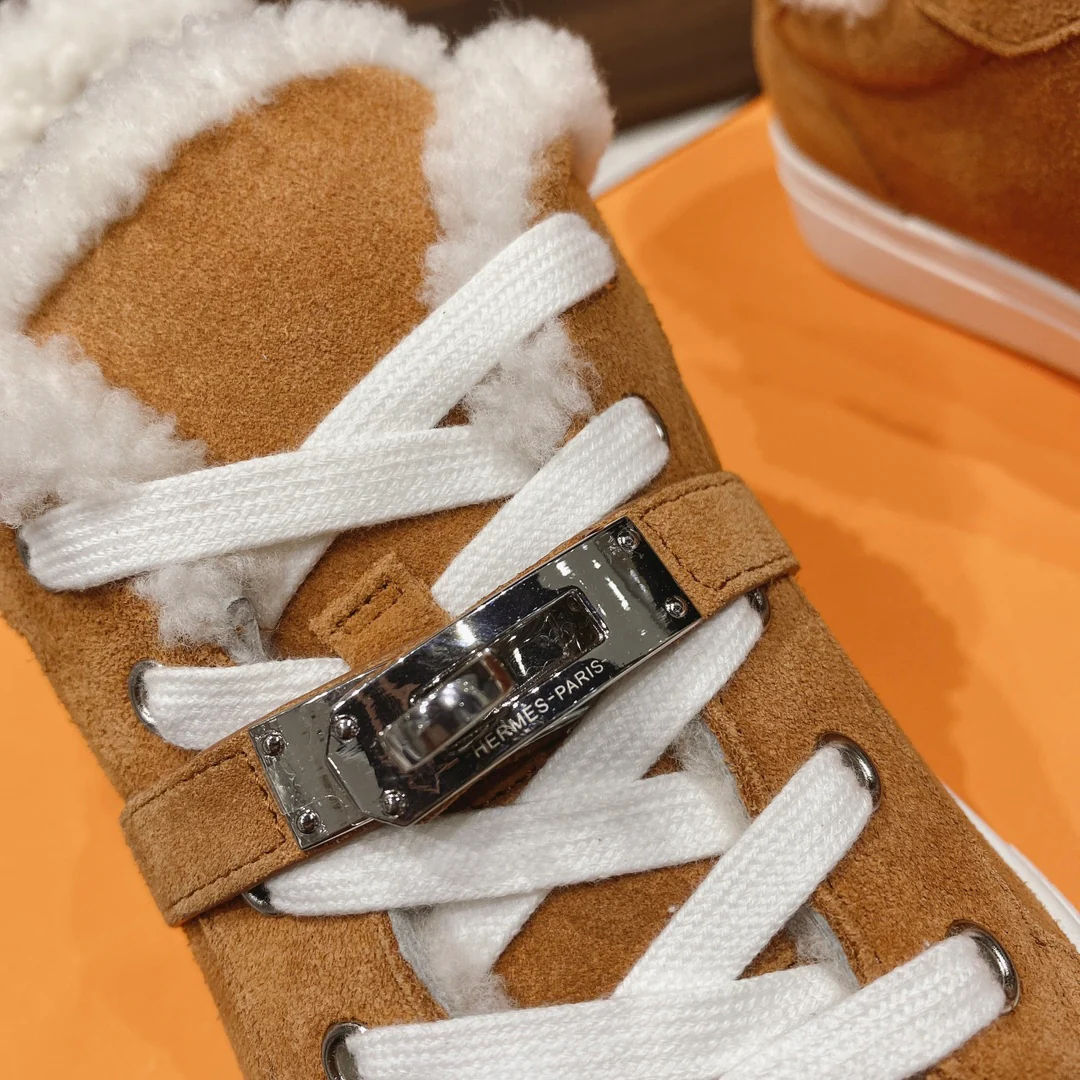 Высокие шерстяные кроссовки Hermes Kelly, низкие кроссовки, унисекс, светло-коричневые