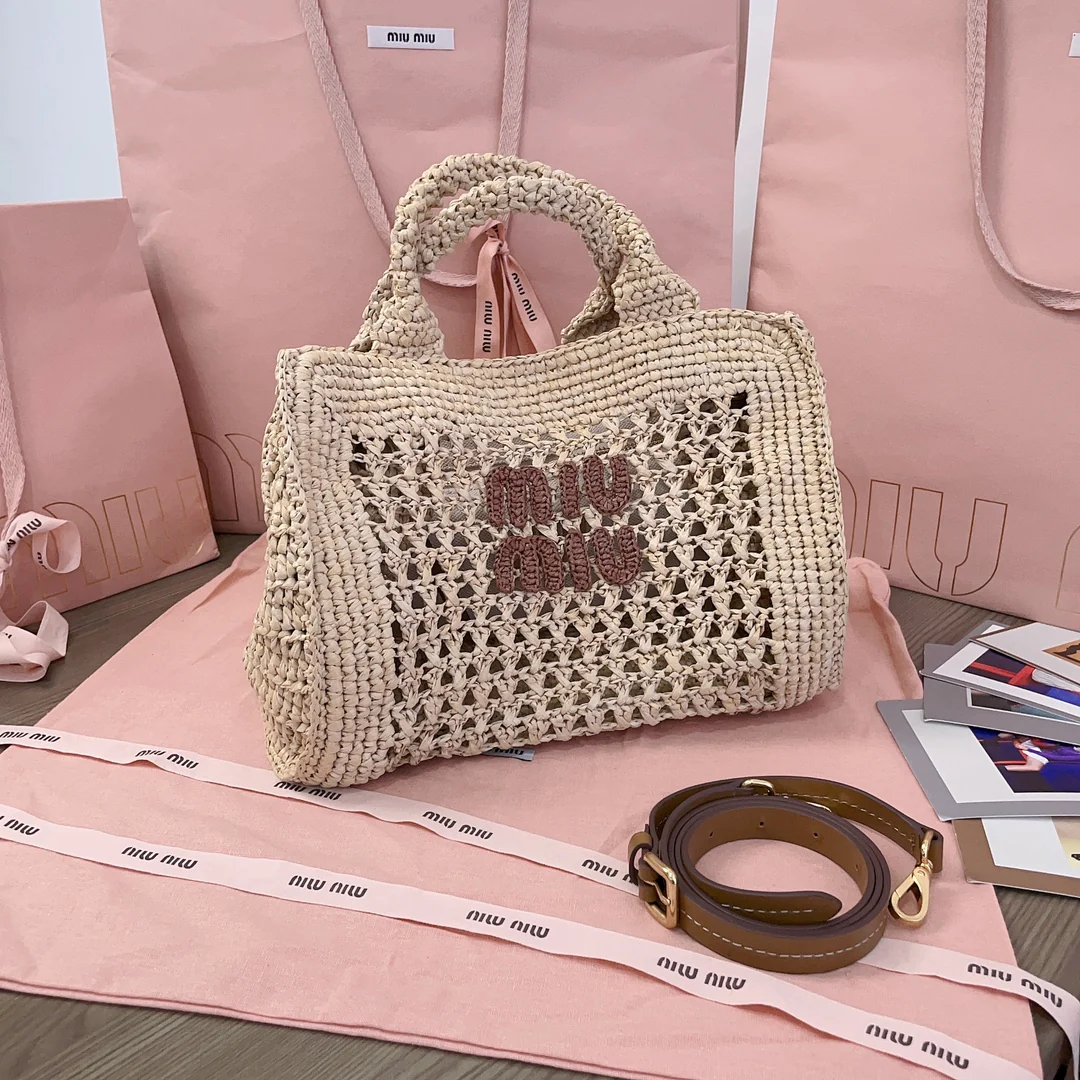 Miu Miu-5ba219-Летняя плетеная сумка-тоут