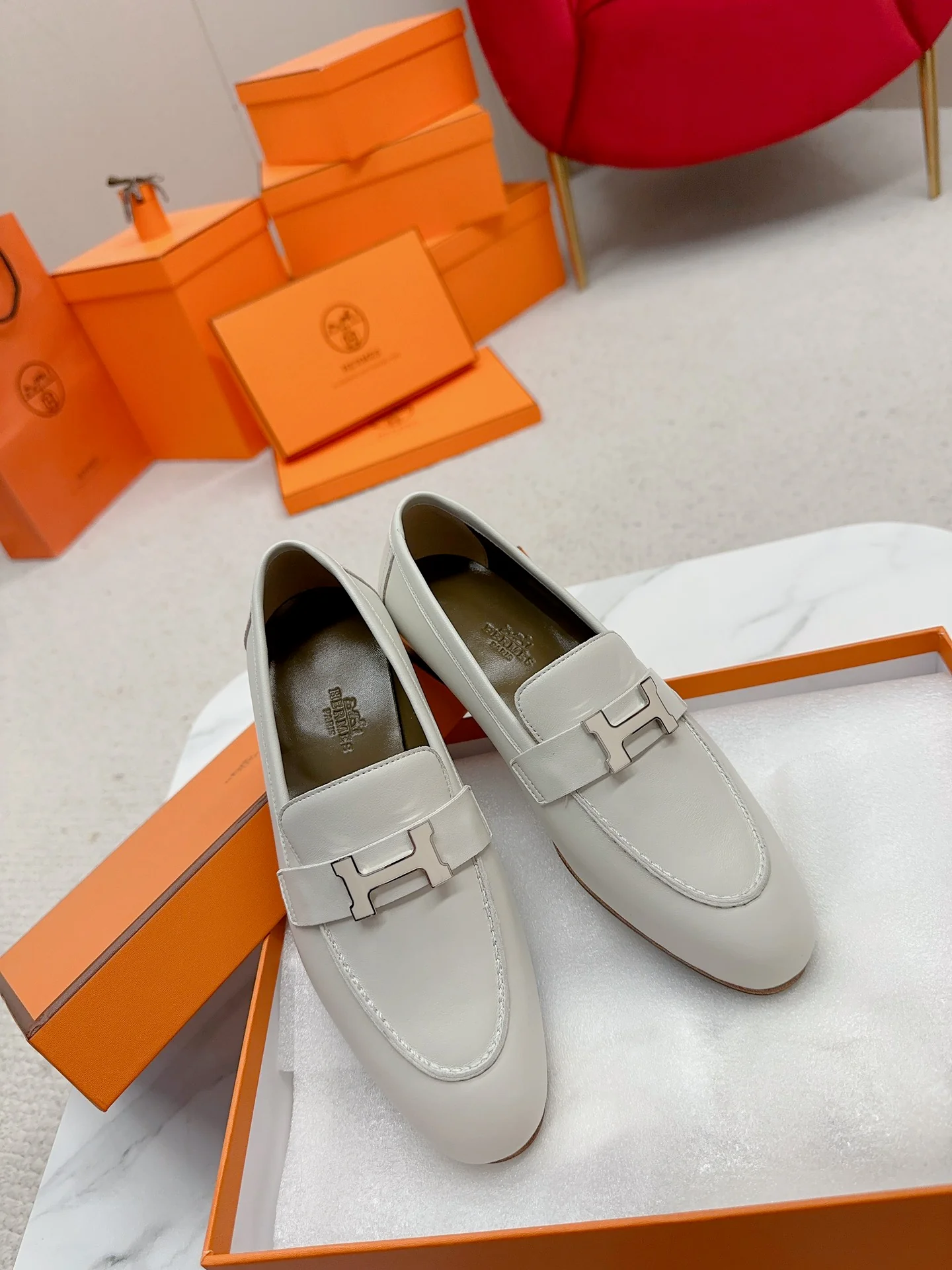 Лоферы Hermes Royal - бежевая кожа