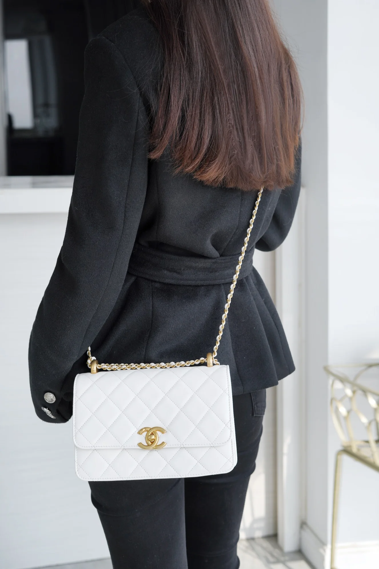 Chanel 24c Double Gold Ball CF Mini 19 White 1