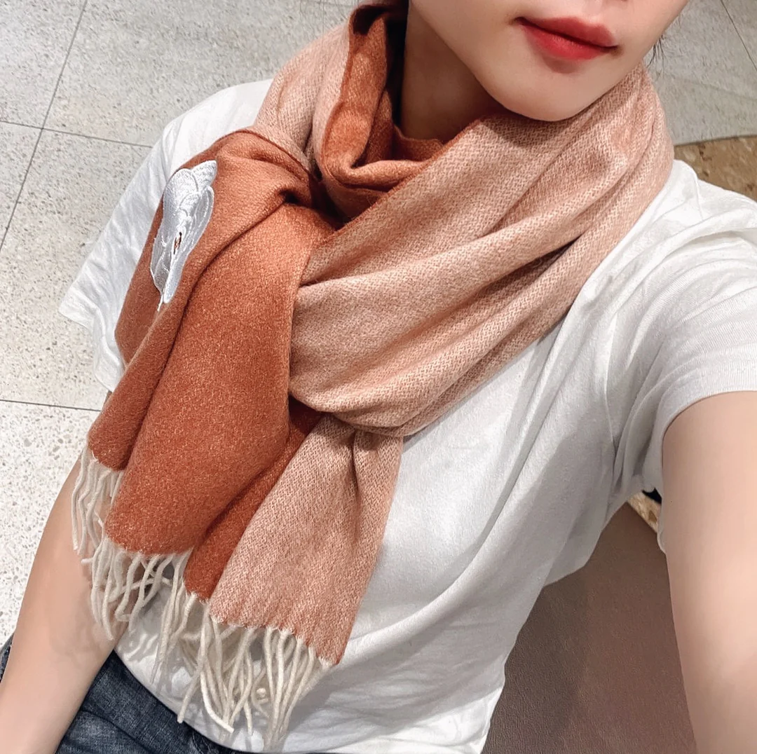 Chanel - Двусторонний кашемир - 210 см - 36 см - Оранжевый