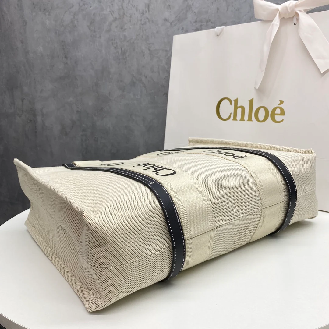 Сумка-тоут Chloe Woody - Большая - Черно-синяя