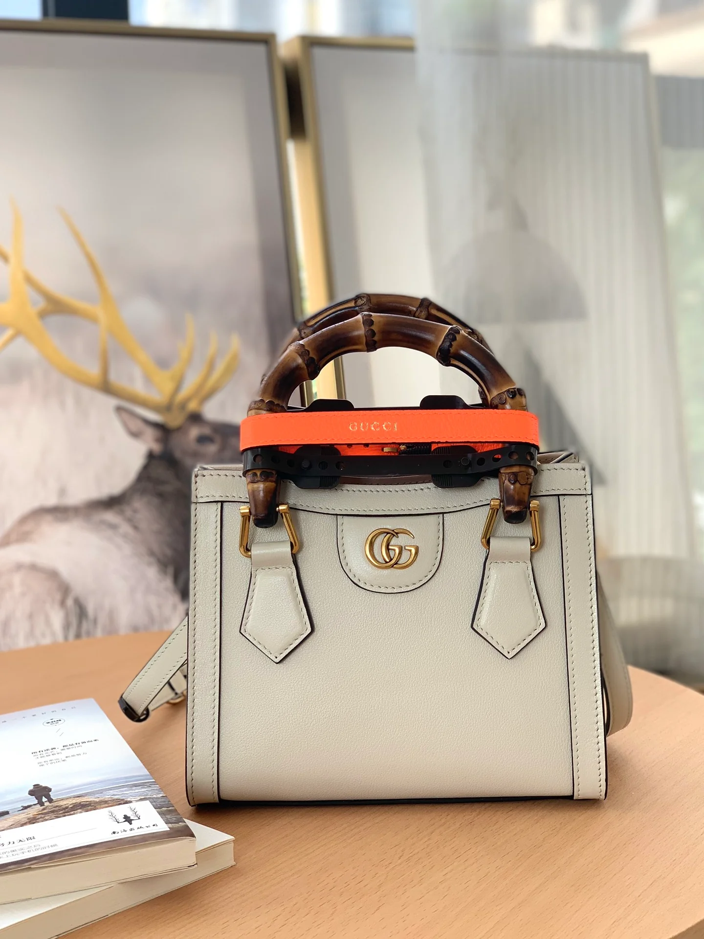 Мини-сумка-тоут Gucci из бамбука - 20-16-10 см