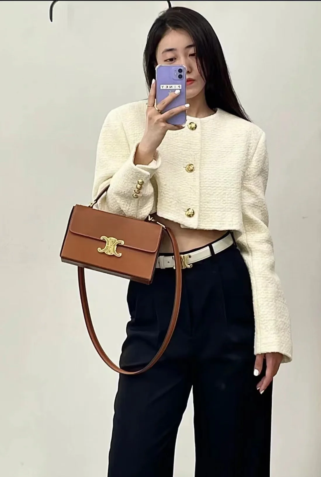 Сумка Celine Box Triomphe - коричневая