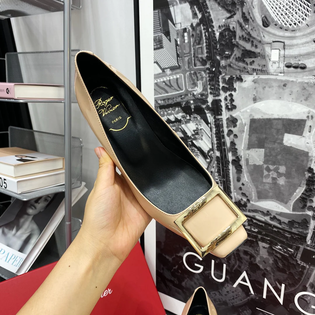 Туфли на банановом каблуке RV-7-5 см - телесно-розовые