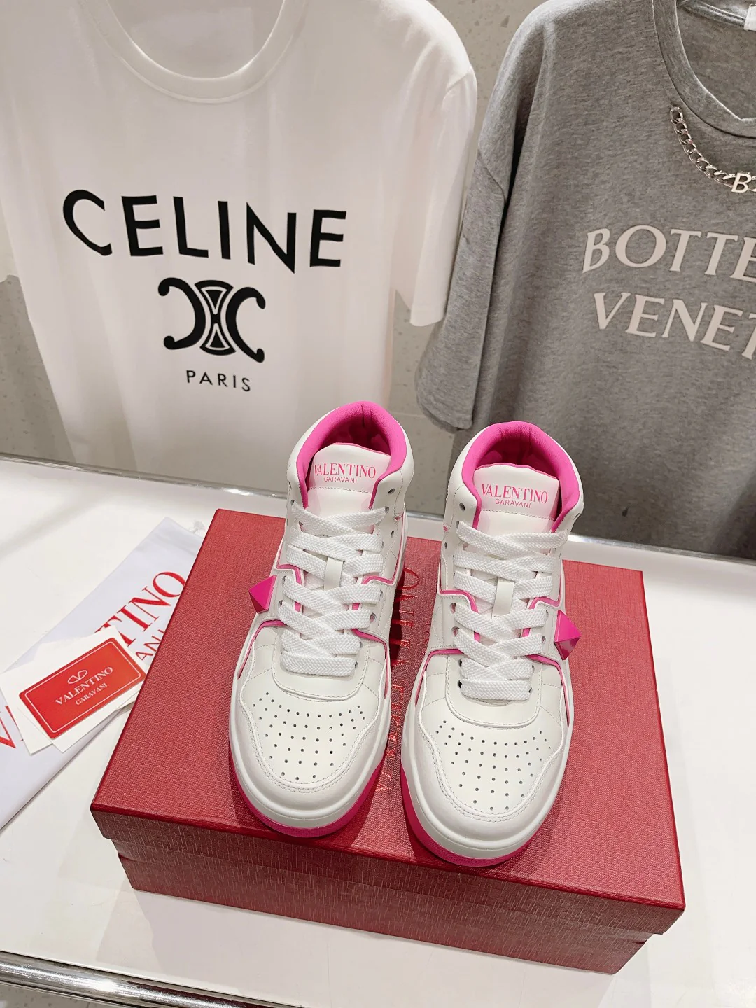 Кроссовки Valentino One Stud XL High-Top - унисекс - розовые