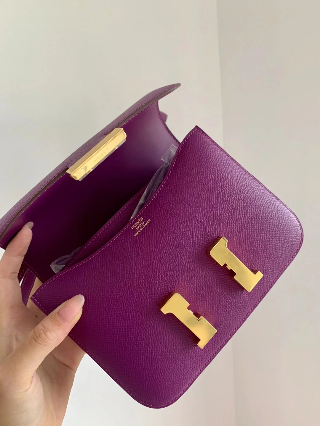 Hermes Constance Mini 19 P9 Anemone Purple Epsom Gold Buckle