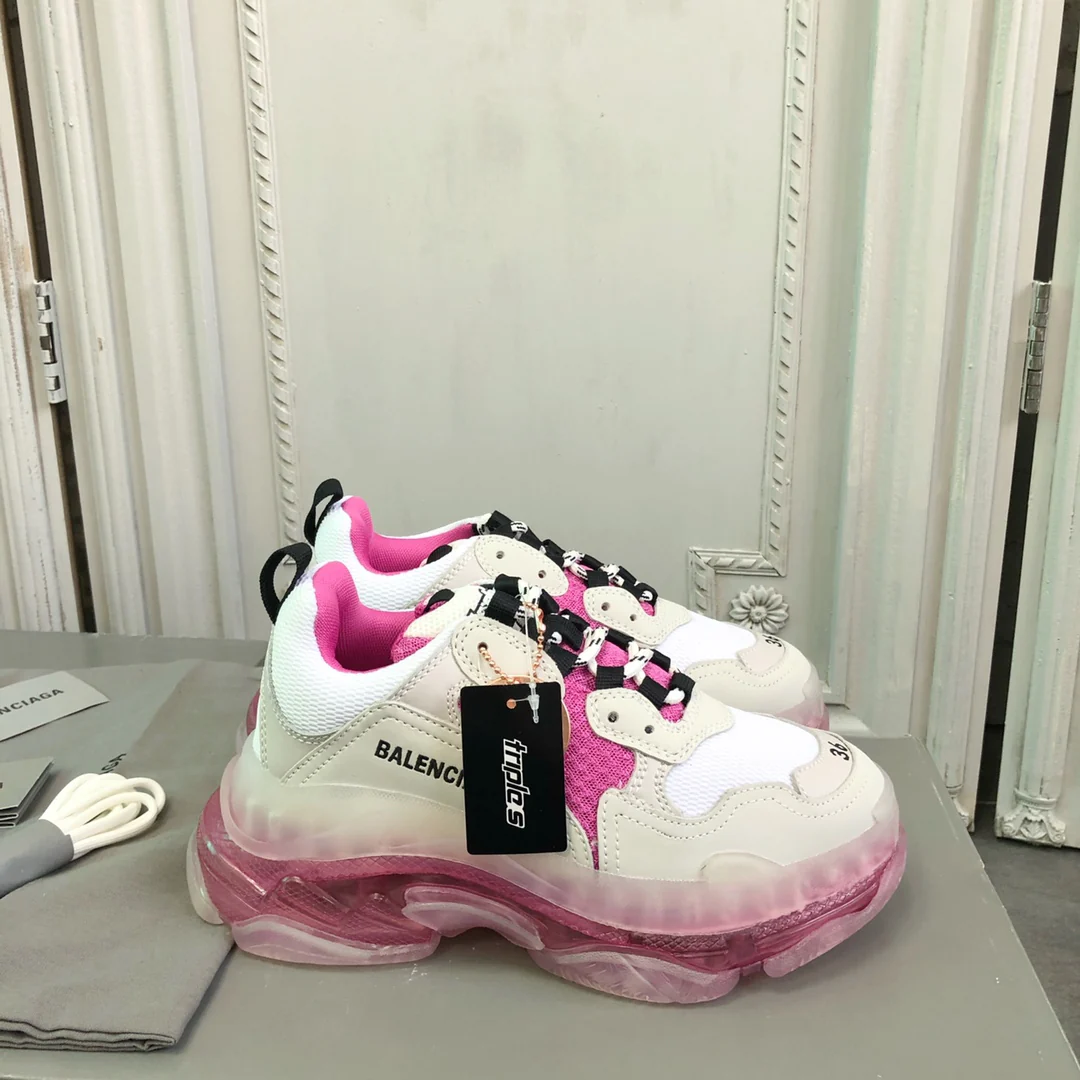 Кроссовки Balenciaga Triples Sporty Chunky Shoes - белые и розовые