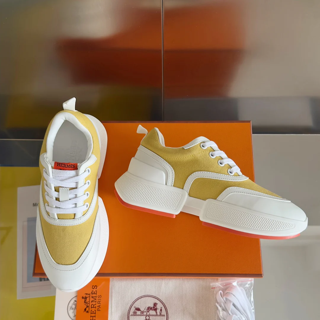 Новые повседневные кроссовки Hermes Giga Series 2023, унисекс, желтые.