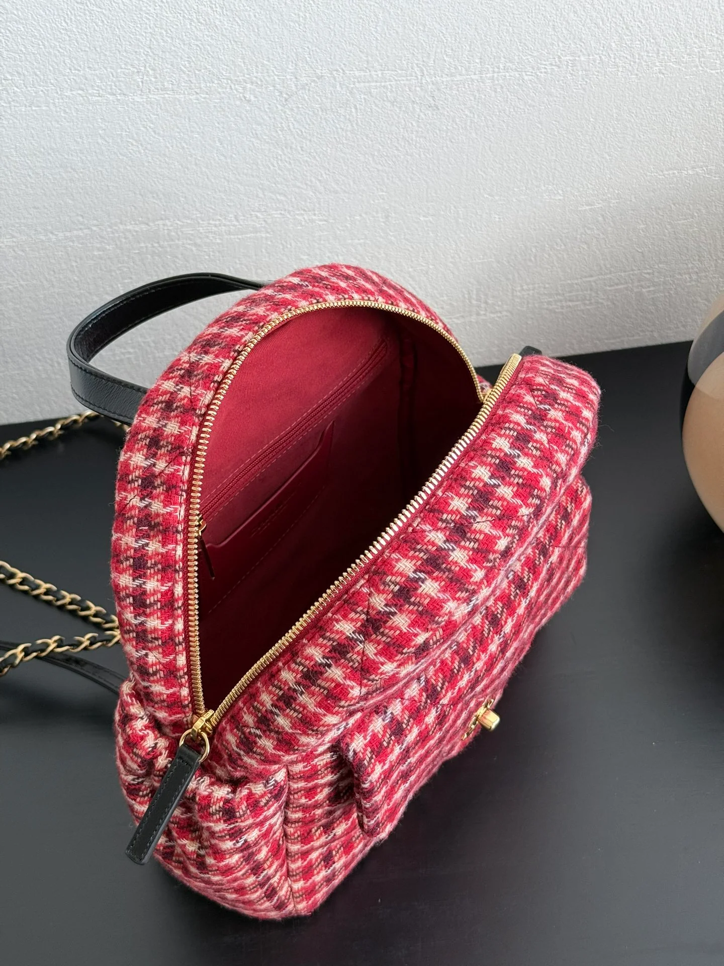 Рюкзак Chanel в клетку ?гусиная лапка? — красный