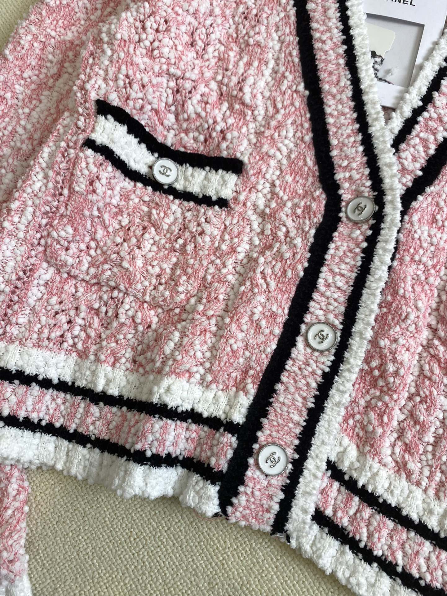 Вязаный кардиган Chanel 2403 ?Ранняя весна?, новинка, розовый.