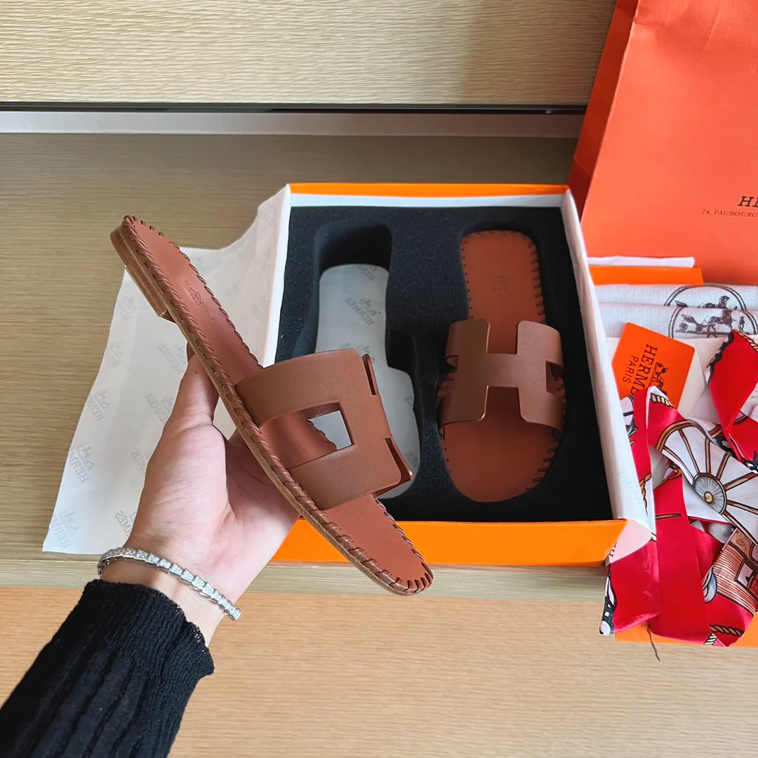 Тапочки Hermes-h Flat Slippers-9
