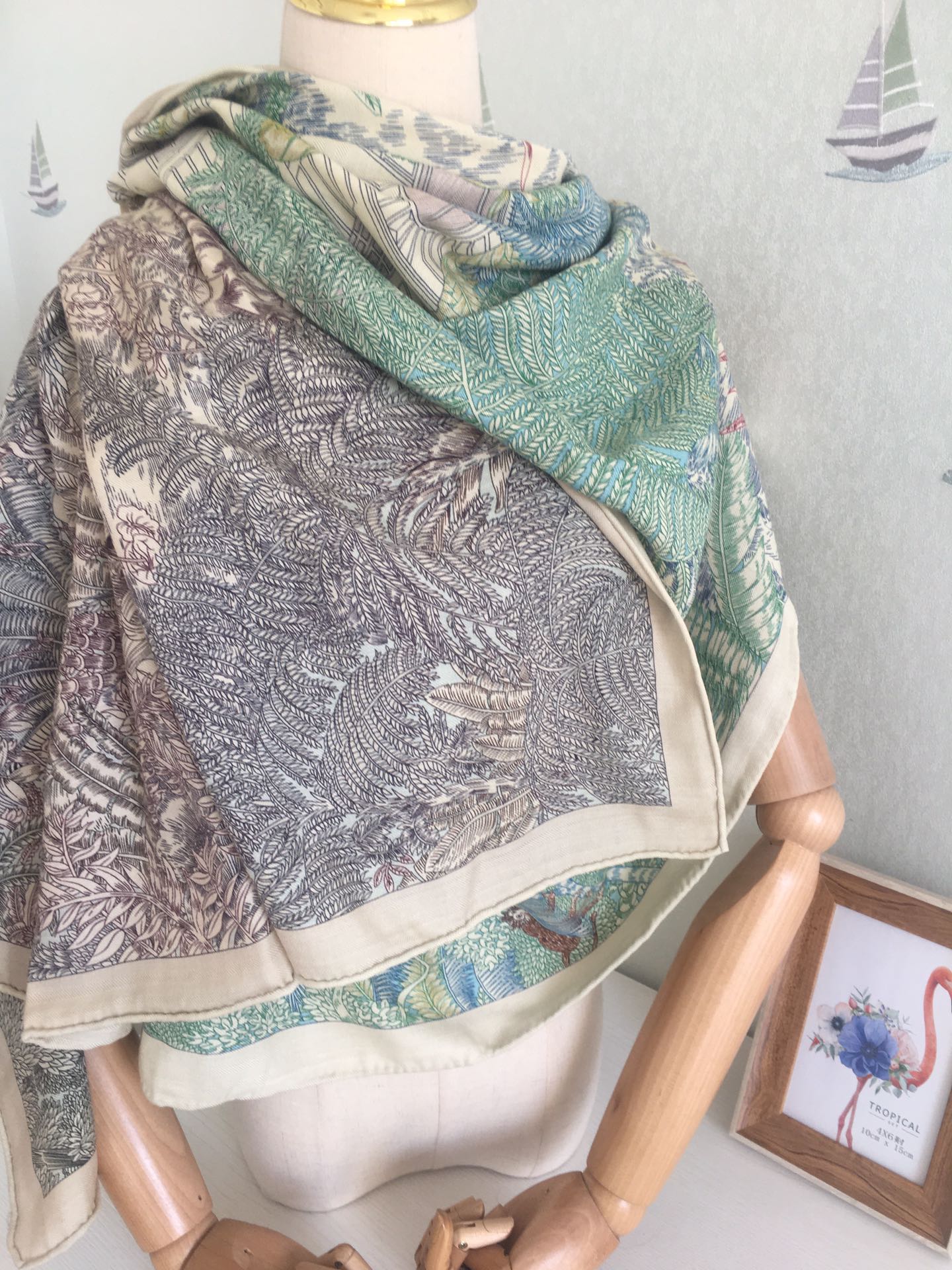 Двусторонний бархатный платок Hermes 140 - 3 шт.