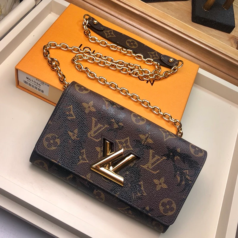 m61036-LV-twist Черная сумка через плечо с цветочным принтом и цепочкой